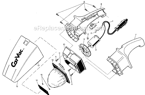 Page A Diagram and Parts List for 9509-06 Type 3 Black and Decker Utility Vacuum